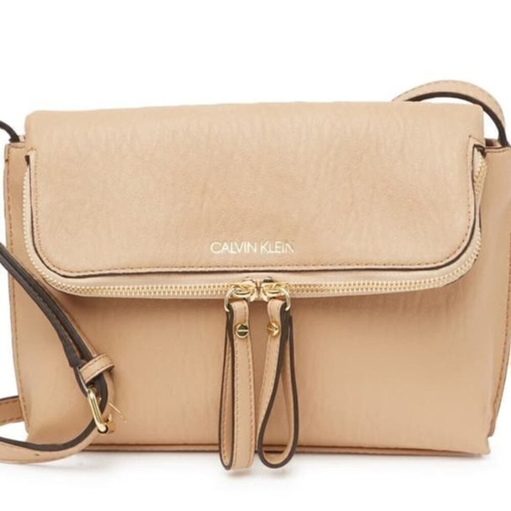Calvin Klein Crossbody Handbag Leather Tan Purse